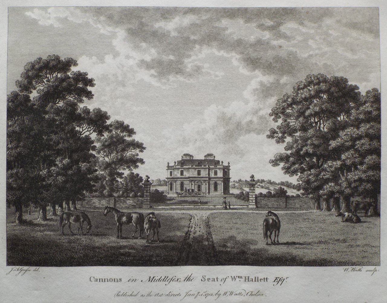 Print - Cannons in Middlesex, the Seat of Wm. Hallett Esqr. - Watts